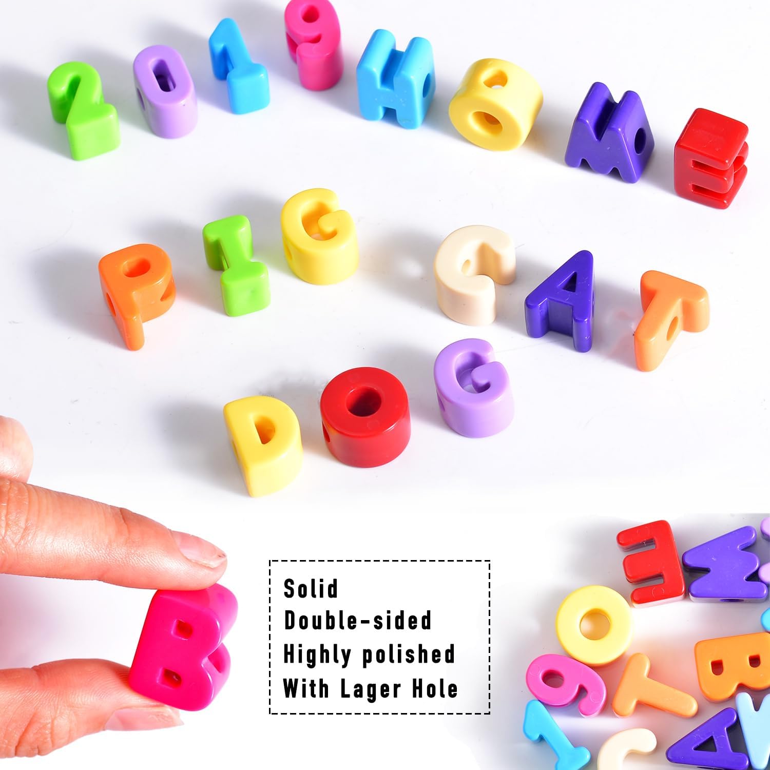 36Pcs 20mm Large Plastic Letter & Number Beads, Big Acrylic Slide Alphabet Blocks for Preschool Educational Learning DIY Arts and Crafts Projects